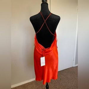 Zara mini satin dress, orange, New, NWT, Size L